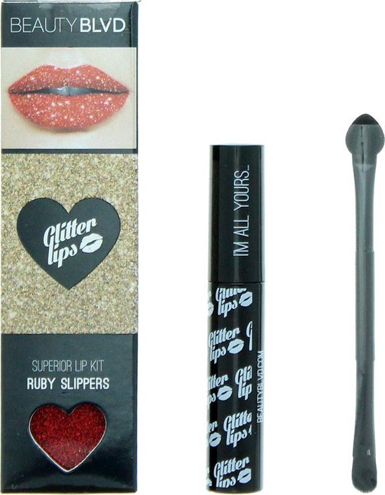 Beauty Blvd Glitter Lips Ruby Slippers 3 Piece Gift Set: Gloss Bond 3.5ml - Glitter 3g - Lip Brush