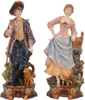 Beeld - keramisch beeld - man en vrouw - kleurrijk - 47 cm hoog