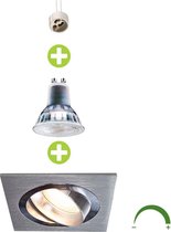 Dimbare LED Inbouwspot 5,5W | Vierkant | kantelbaar | Zilver - 2700K - Warm wit (827)