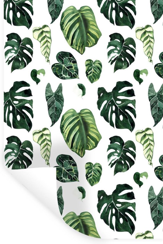 behangpapier met bladeren en grassen turquoise groen - jungle