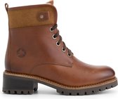 Travelin' Stugun Dames Enkellaarzen - Leren Veterboot - Cognac Leer - Maat 41