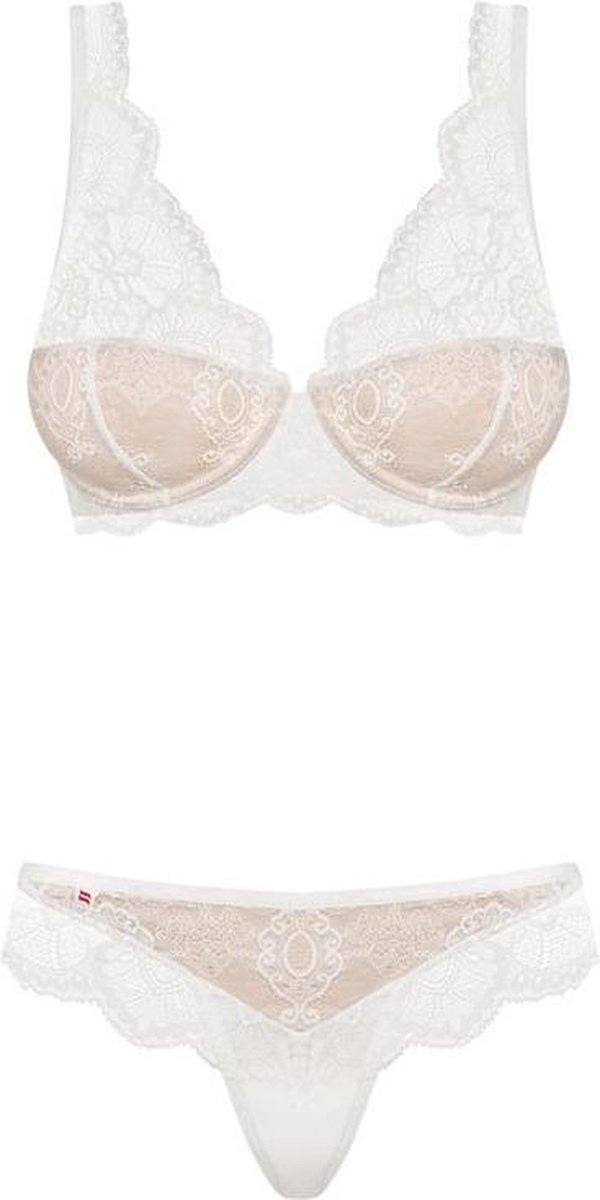 Obsessive Kanten BH Set - Erotische Lingerieset - Maat S/M - Wit