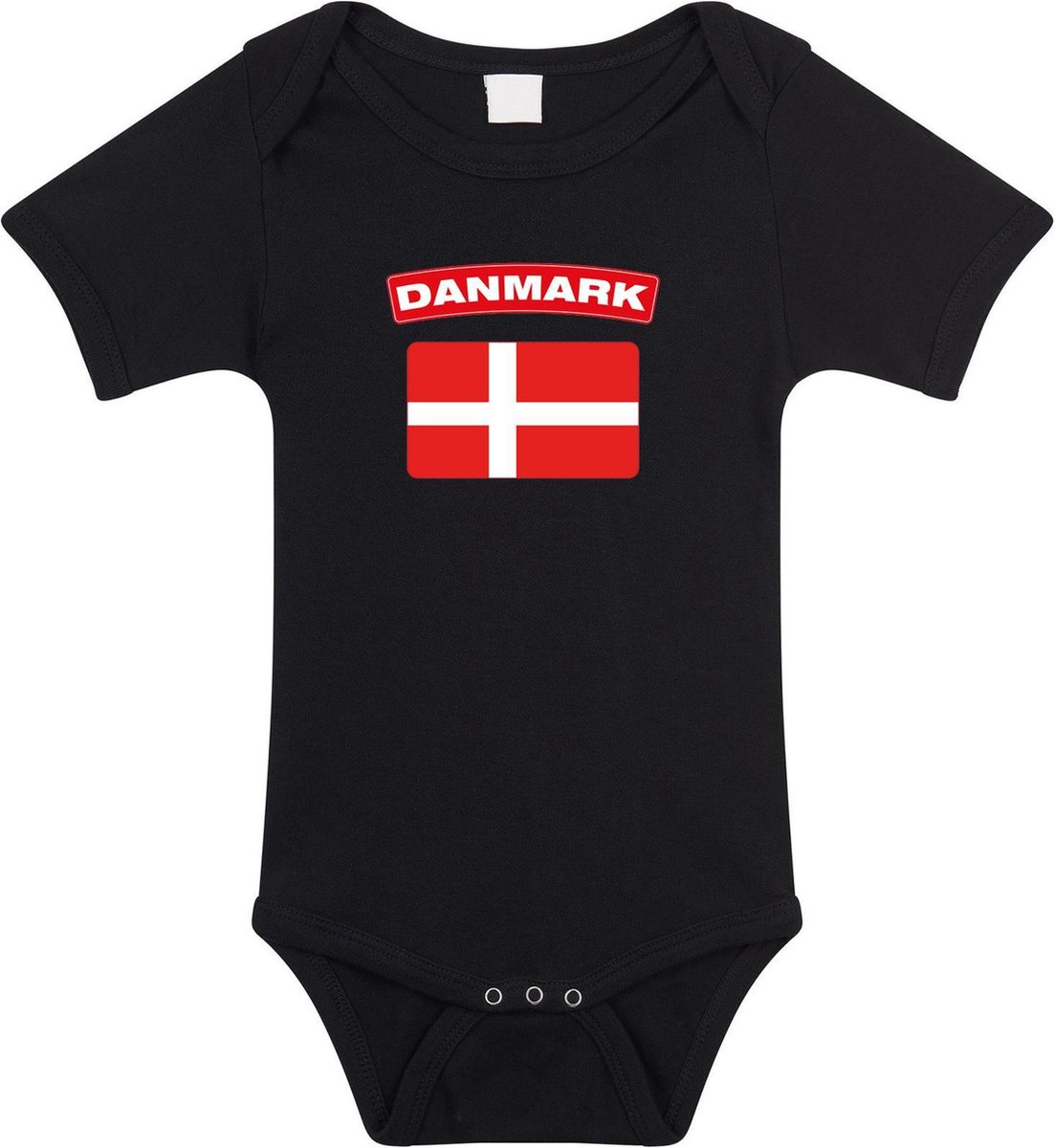 Danmark baby rompertje met vlag zwart jongens en meisjes - Kraamcadeau - Babykleding - Denemarken landen romper 80