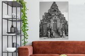 Canvas Schilderij Rijk versierde Pura Ulun Danu Bratan Tempel op Bali - zwart wit - 90x120 cm - Wanddecoratie