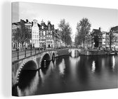 Canvas Schilderij Afbeelding van de Amsterdamse Keizersgracht - zwart wit - 90x60 cm - Wanddecoratie