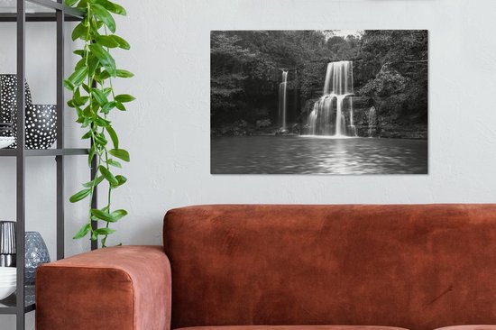 Tableau sur toile Cascade Thaïlande - noir et blanc - 60x40 cm - Décoration murale
