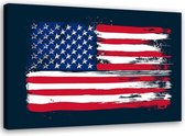Schilderij - USA vlag, 2 maten, multi-gekleurd, wanddecoratie