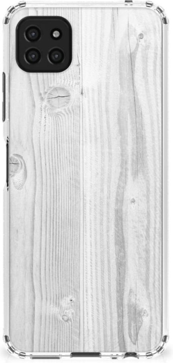 TPU Case Anti-Shock voor Samsung Galaxy A22 5G Stevig Telefoonhoesje White Wood