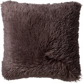 Dutch Decor FLUFFY - Kussenhoes 45x45 cm - superzacht - effen kleur - Driftwood - taupe - met rits - zonder binnenkussen