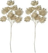2x stuks gouden glitter varens kunstbloem kunsttakken 72 cm - Woondecoratie - Kunstbloemen/kunsttakken/kunstplanten
