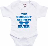 Coolest nephew ever tekst baby rompertje wit jongens - Kraamcadeau - Babykleding 56 (1-2 maanden)