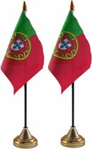 2x stuks portugal tafelvlaggetjes 10 x 15 cm met standaard - Landen vlaggen feestartikelen en versiering