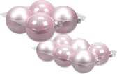 20x stuks roze glazen kerstballen 8 en 10 cm mat/glans - Kerstversiering/kerstboomversiering