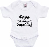 Papa superlief tekst baby rompertje wit jongens en meisjes - Kraamcadeau/ Vaderdag cadeau - Babykleding 92 (18-24 maanden)