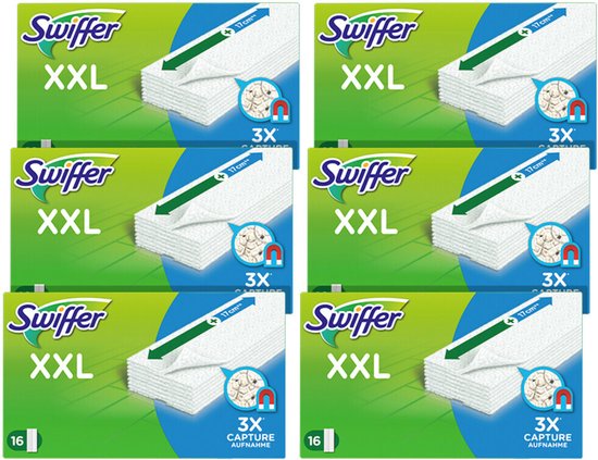 Foto: Swiffer vloerreiniger xxl droge doekjes voordeelverpakking 6 x 16 navullingen