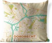 Buitenkussen Weerbestendig - Kaart - Dordrecht - Vintage - 50x50 cm