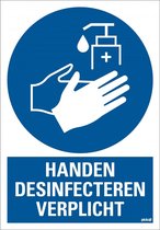 Handen desinfecteren verplicht bord met tekst 210 x 297 mm
