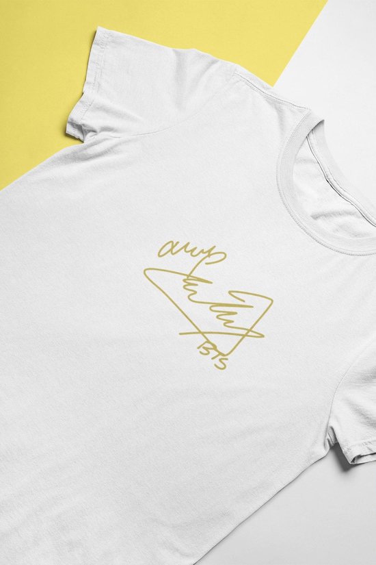 BTS Jimin Signature T-Shirt for fans | Army Dynamite | Love Sign | Unisex Maat S Wit