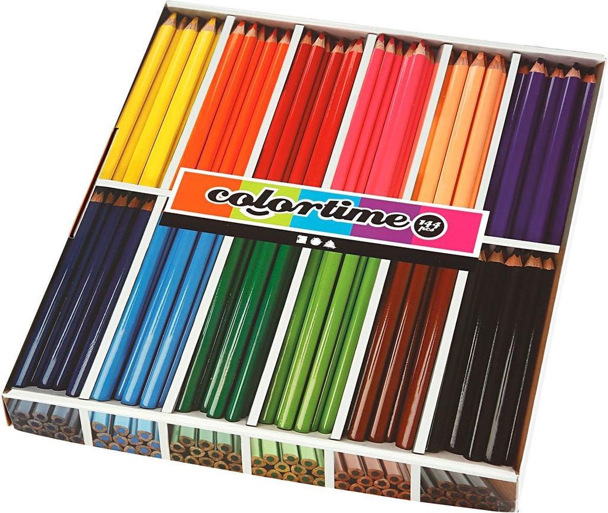 Colortime kleurpotloden, diverse kleuren, L: 17,45 cm, vulling 5 mm, JUMBO, 12x12 stuk/ 1 doos