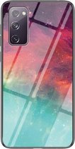 Voor Samsung Galaxy S20 FE Sterrenhemel Geschilderd Gehard Glas TPU Schokbestendig Beschermhoes (Kleur Sterrenhemel)