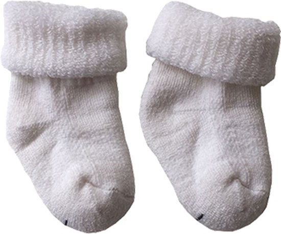 Lot de 2 chaussettes pour bébé en laine mérinos douce 80% laine S1 - Unisexe - Blanc - 4-9 mois