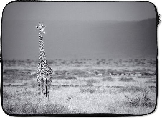 Housse ordinateur 13 pouces 34x24 cm - Girafes en noir et blanc - Housse Macbook & Laptop Large girafe en noir et blanc - Housse ordinateur portable avec photo