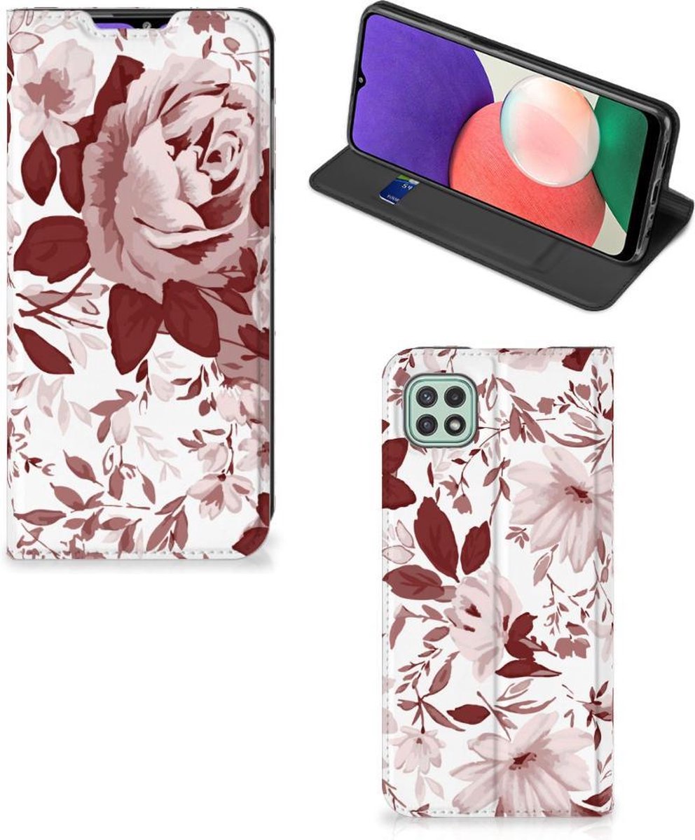 Bookcase Samsung Galaxy A22 5G Watercolor Flowers