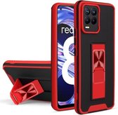 Voor OPPO Realme 8/8 Pro Dual-color Skin Feel TPU + PC Magnetische schokbestendige hoes met onzichtbare houder (rood)