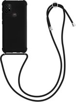 kwmobile hoesje voor Motorola Moto G30 / Moto G20 / Moto G10 - beschermhoes van siliconen met hangkoord - zwart