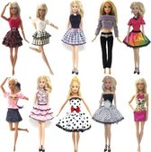 Dolldreams | 10 sets barbiekleding - Jurkjes, rokjes, topjes, trui en broek - Fashion set voor modepop zoals Barbie