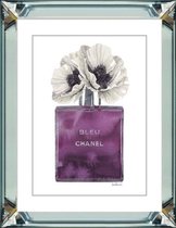 50 x 60 cm - Spiegellijst met prent - Chanel bloemen - prent achter glas