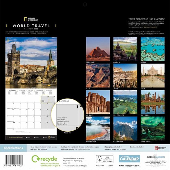 World Travel National Geographic Kalender 2022 | bol.com