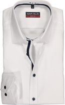 MARVELIS body fit overhemd - wit twill (contrast) - Strijkvriendelijk - Boordmaat: 44