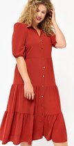 LOLALIZA Lange hemd jurk met korte mouwen - Roze - Maat 48