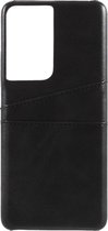 Shop4 - Samsung Galaxy S21 Ultra Hoesje - Harde Back Case Cabello met Pasjeshouder Zwart