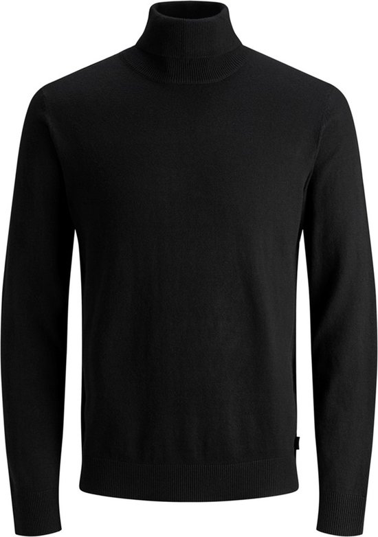 JACK & JONES slim fit coltrui katoen - zwart - Maat: XL