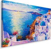 Schilderij - Griekse zee, blauw, premium print