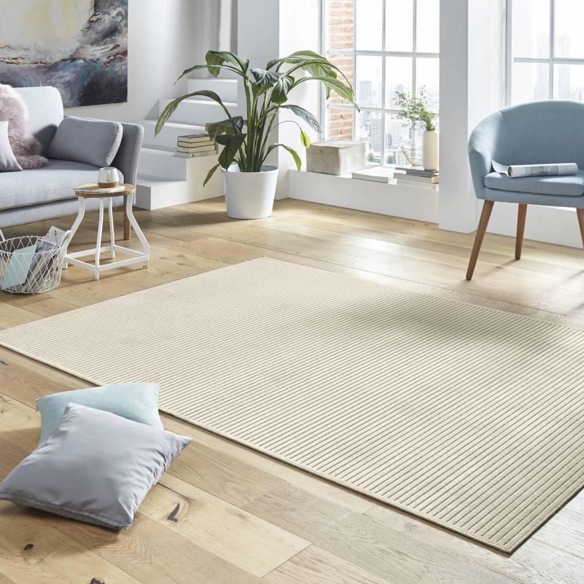 Modern effen vloerkleed Hazel - crème 160x230 cm