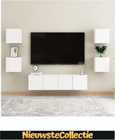 Tv meubilair - Spaanplaat - Hoogglans wit - Kast - Designer - Zwevend Meubel - TV - Woonkamer - Slaapkamer - Nieuwste Collectie