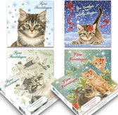 Francien Katten kerstkaarten - mapje met 4x5 stuks- set 2