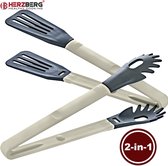 Herzberg Cooking 2-in-1 Grey Nylon Dish Tongs