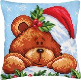 Voorbedrukt kruissteekkussen Christmas with a Teddy Bear Collection d'Art 5240