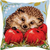 Voorbedrukt kruissteekkussen Hedgehog with Apples Collection d'Art 5271
