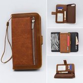H.K. boekhoesje/bookcase bruin met rits + portemonnee  geschikt voor Samsung Galaxy A72 + Glasfolie