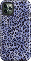 iPhone 11 Pro Hoesje - Dubbele Bescherming - Zacht + Hard Hoesje - Met Dierenprint - Luipaard Patroon - Paars