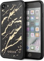 GUESS Marble Glass Backcase Hoesje iPhone SE (2020) / 8 / 7 - Zwart