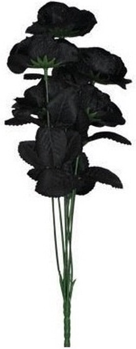 Bellatio Flowers & Plants 5x Boeket met 12 zwarte rozen kunstbloemen
