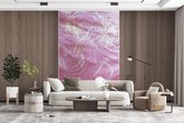 Behang - Fotobehang Marmer - Roze - Wit - Glitter - Breedte 180 cm x hoogte 280 cm