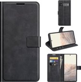 Retro kalf patroon gesp horizontale flip lederen tas met houder & kaartsleuven & portemonnee voor Google Pixel 6 Pro (zwart)