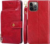 Ritstas PU + TPU Horizontale Flip Leren Case met Houder & Kaartsleuf & Portemonnee & Lanyard Voor iPhone 12 Pro/12 (Rood)